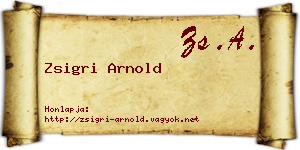 Zsigri Arnold névjegykártya